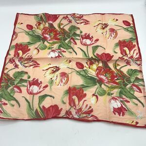 KENZO Peach, Red, Green and Yellow Tulip Pattern Cotton Handkerchief Scarf
